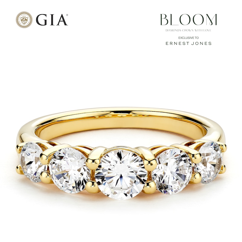 Main Image 1 of BLOOM 14ct Yellow Gold 1.80ct Lab Grown Diamond Round 5 Stone Graduating Ring