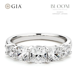 BLOOM 14ct White Gold 1.90ct Lab Grown Diamond Cushion 5 Stone Graduating Ring
