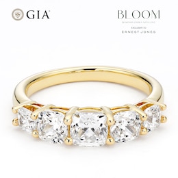 BLOOM 14ct Yellow Gold 1.90ct Lab Grown Diamond Cushion 5 Stone Graduating Ring