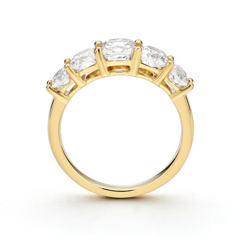 Main Image 3 of BLOOM 14ct Yellow Gold 1.90ct Lab Grown Diamond Cushion 5 Stone Graduating Ring