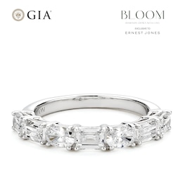 BLOOM 14ct White Gold 1.55ct Lab Grown Diamond Oval & Emerald Eternity Ring