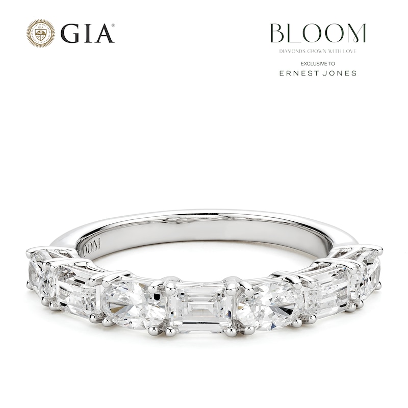 Main Image 1 of BLOOM 14ct White Gold 1.55ct Lab Grown Diamond Oval & Emerald Eternity Ring