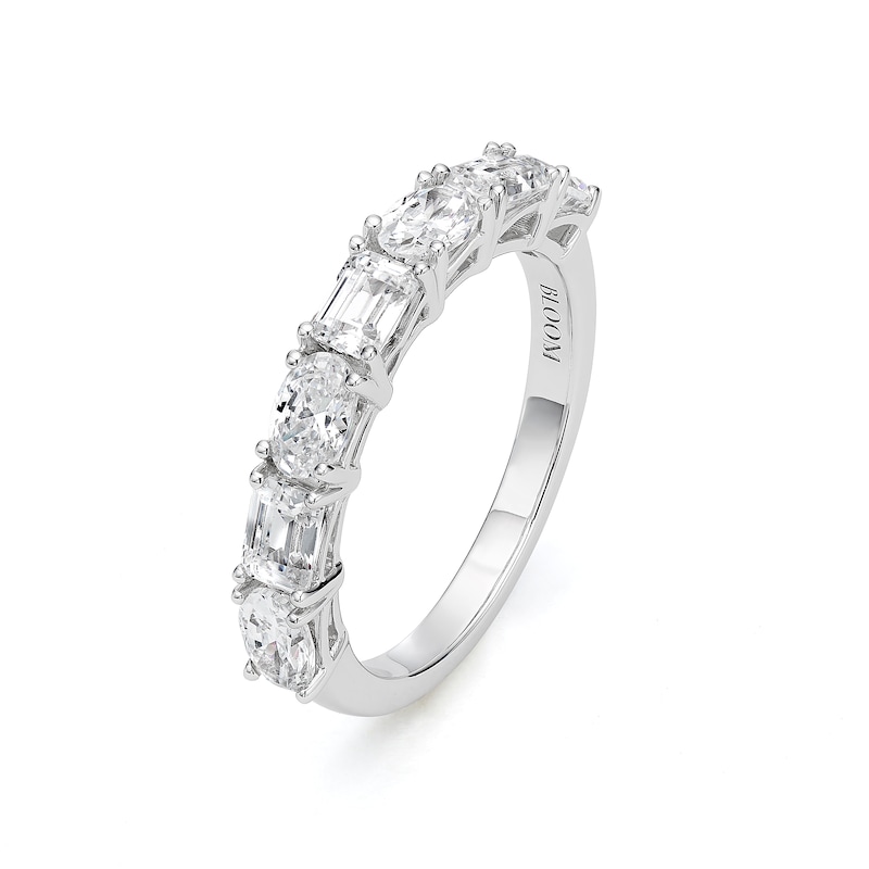 Main Image 2 of BLOOM 14ct White Gold 1.55ct Lab Grown Diamond Oval & Emerald Eternity Ring