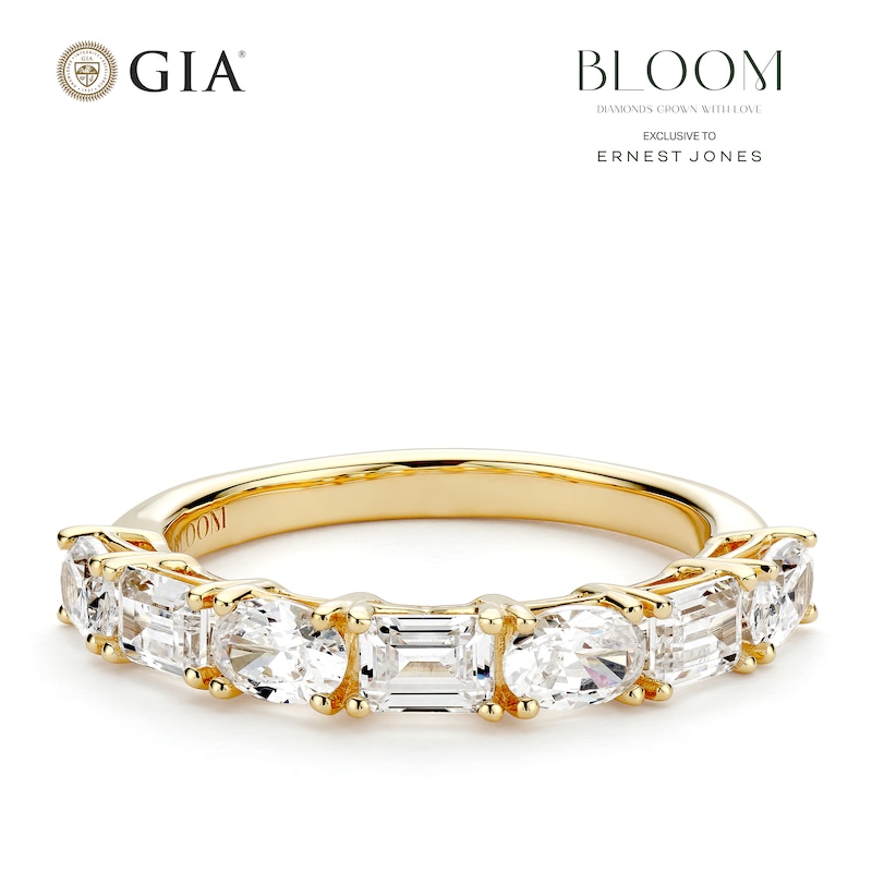 Main Image 1 of BLOOM 14ct Yellow Gold 1.55ct Lab Grown Diamond Oval & Emerald Eternity Ring