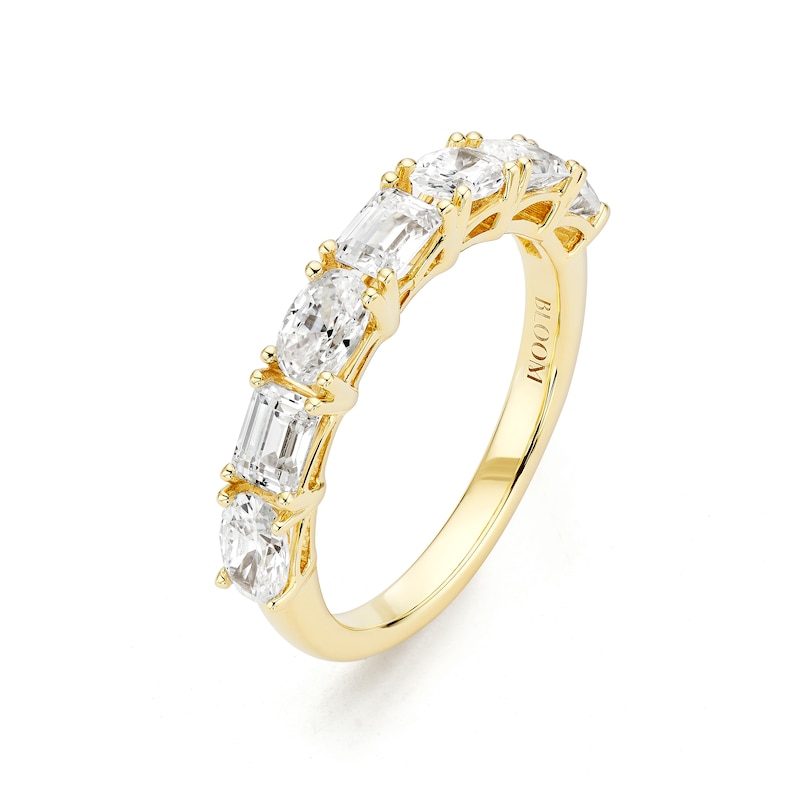 Main Image 2 of BLOOM 14ct Yellow Gold 1.55ct Lab Grown Diamond Oval & Emerald Eternity Ring