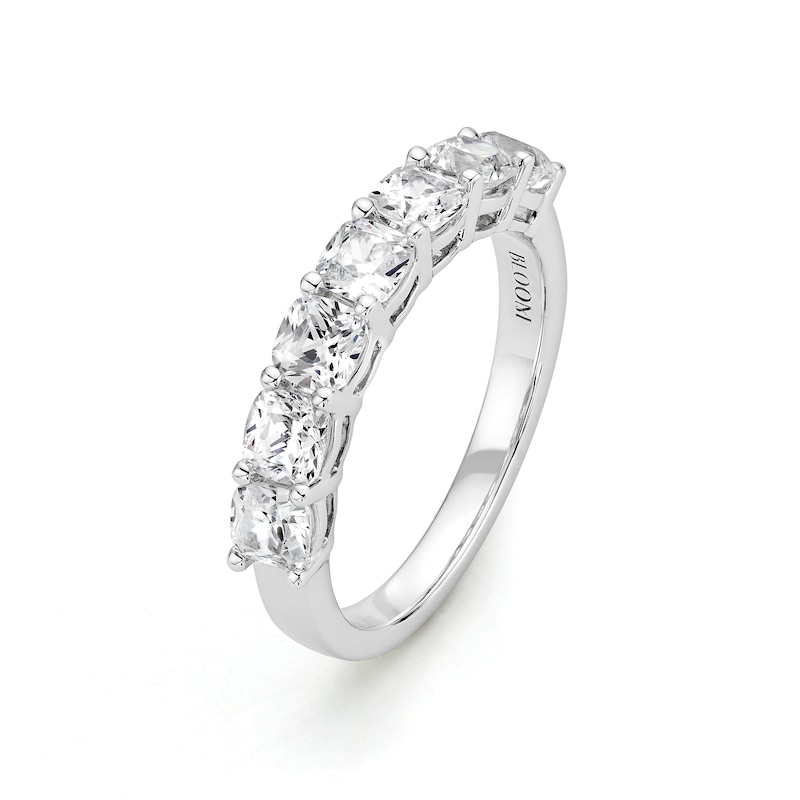 Main Image 2 of BLOOM 14ct White Gold 1.75ct Lab Grown Diamond Cushion 7 Stone Eternity Ring