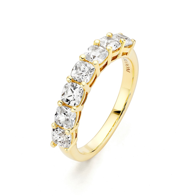 Main Image 2 of BLOOM 14ct Yellow Gold 1.75ct Lab Grown Diamond Cushion 7 Stone Eternity Ring