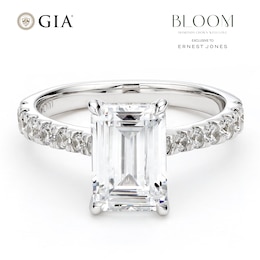 BLOOM 14ct White Gold 3ct Lab Grown Diamond Emerald Shaped Solitaire Ring
