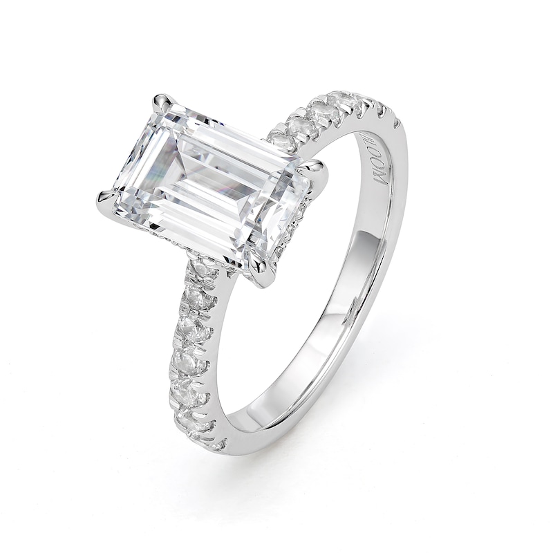 Main Image 2 of BLOOM 14ct White Gold 3ct Lab Grown Diamond Emerald Shaped Solitaire Ring