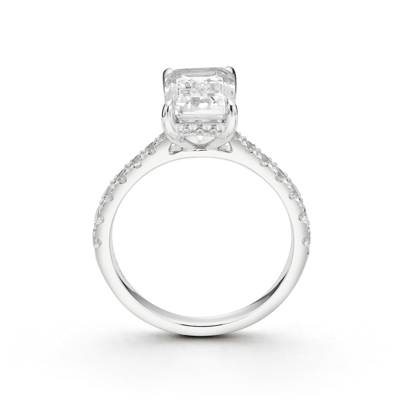 Main Image 3 of BLOOM 14ct White Gold 3ct Lab Grown Diamond Emerald Shaped Solitaire Ring
