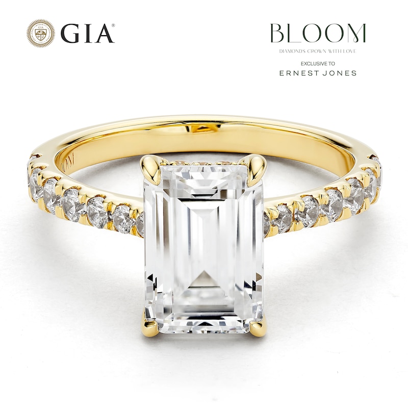Main Image 1 of BLOOM 14ct Yellow Gold 3ct Lab Grown Diamond Emerald Shaped Solitaire Ring