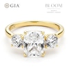 Thumbnail Image 1 of BLOOM 14ct Yellow Gold 2.80ct Lab Grown Diamond Cushion & Round Trilogy Ring