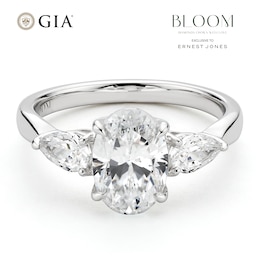BLOOM 14ct White Gold 2ct Lab Grown Diamond Oval & Pear Trilogy Ring