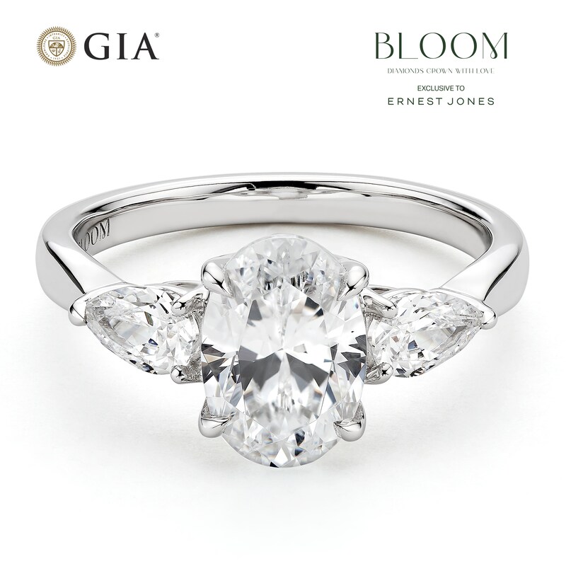 Main Image 1 of BLOOM 14ct White Gold 2ct Lab Grown Diamond Oval & Pear Trilogy Ring