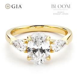 BLOOM 14ct Yellow Gold 2ct Lab Grown Diamond Oval & Pear Trilogy Ring