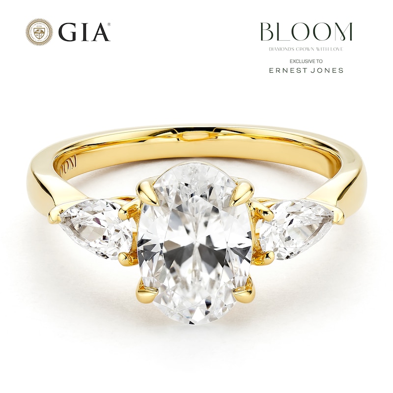 Main Image 1 of BLOOM 14ct Yellow Gold 2ct Lab Grown Diamond Oval & Pear Trilogy Ring