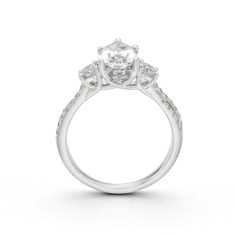 Main Image 3 of BLOOM 14ct White Gold 2ct Lab Grown Diamond Pear Shaped Trilogy Ring