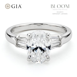 BLOOM 14ct White Gold 2.28ct Lab Grown Diamond Oval Trilogy Ring