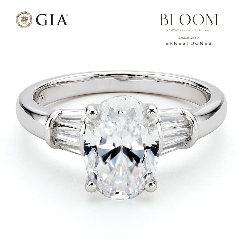Main Image 1 of BLOOM 14ct White Gold 2.28ct Lab Grown Diamond Oval Trilogy Ring