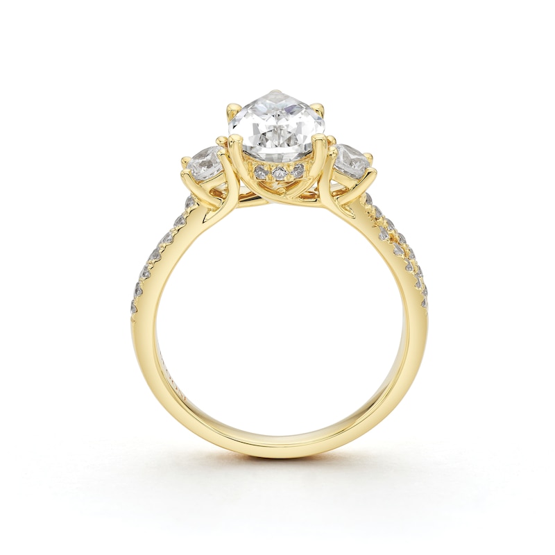 Main Image 3 of BLOOM 14ct Yellow Gold 2ct Lab Grown Diamond Pear Shaped Trilogy Ring