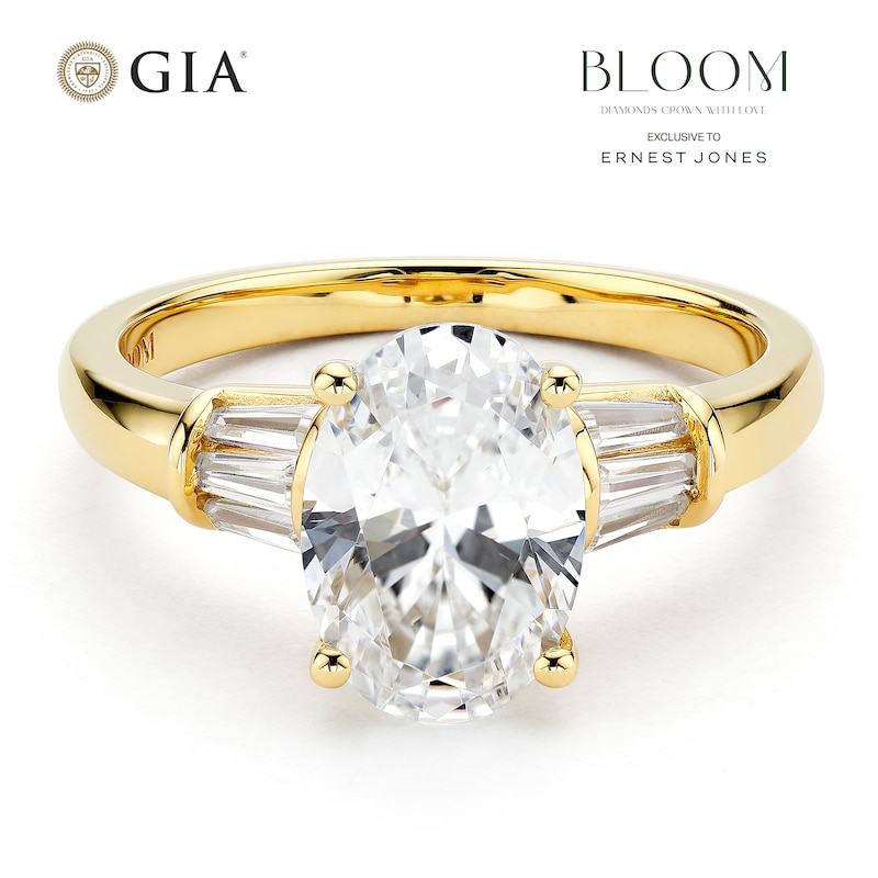 Main Image 1 of BLOOM 14ct Yellow Gold 2.28ct Lab Grown Diamond Oval Trilogy Ring
