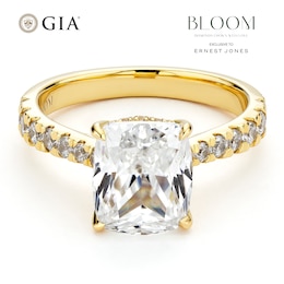 BLOOM 14ct Yellow Gold 3ct Lab Grown Diamond Cushion Solitaire Ring