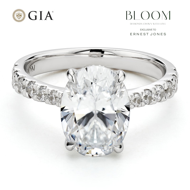 Main Image 1 of BLOOM 14ct White Gold 3ct Lab Grown Diamond Oval Solitaire Ring