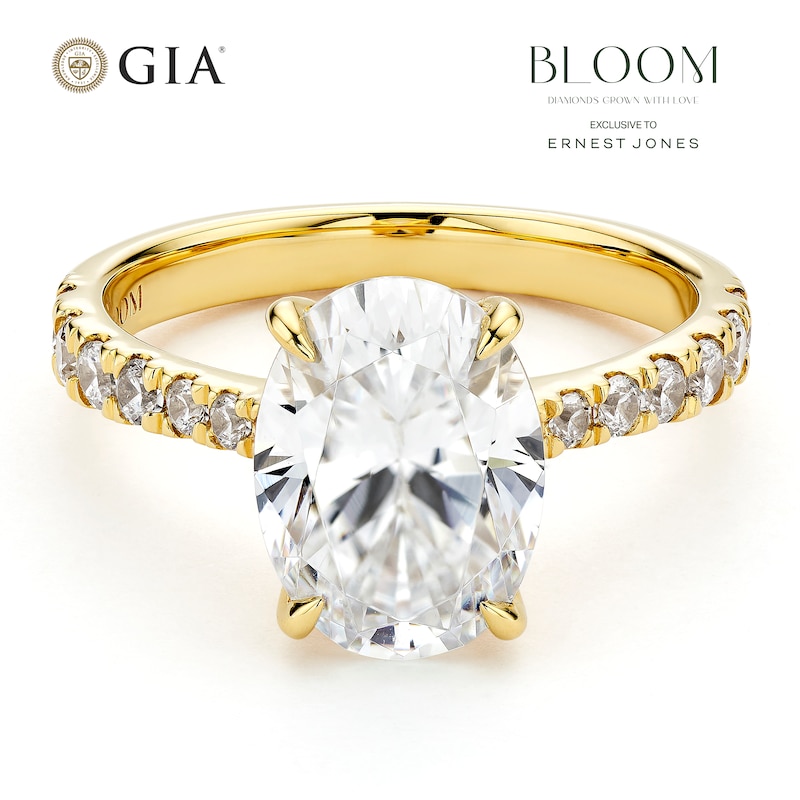 Main Image 1 of BLOOM 14ct Yellow Gold 3ct Lab Grown Diamond Oval Solitaire Ring