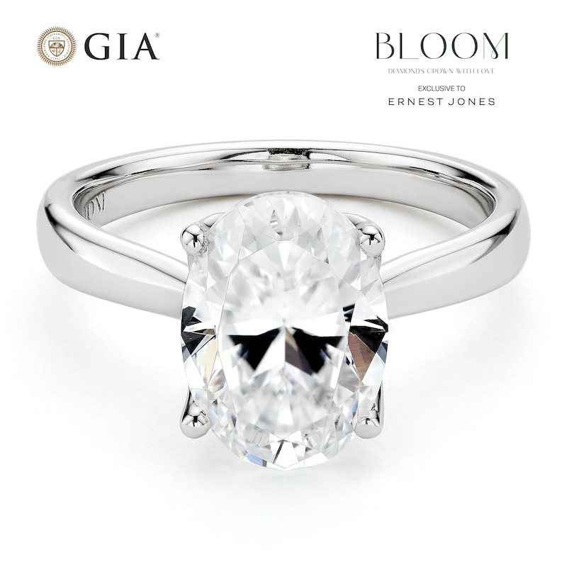 Main Image 1 of BLOOM 14ct White Gold 2.50ct Lab Grown Diamond Oval Solitaire Ring