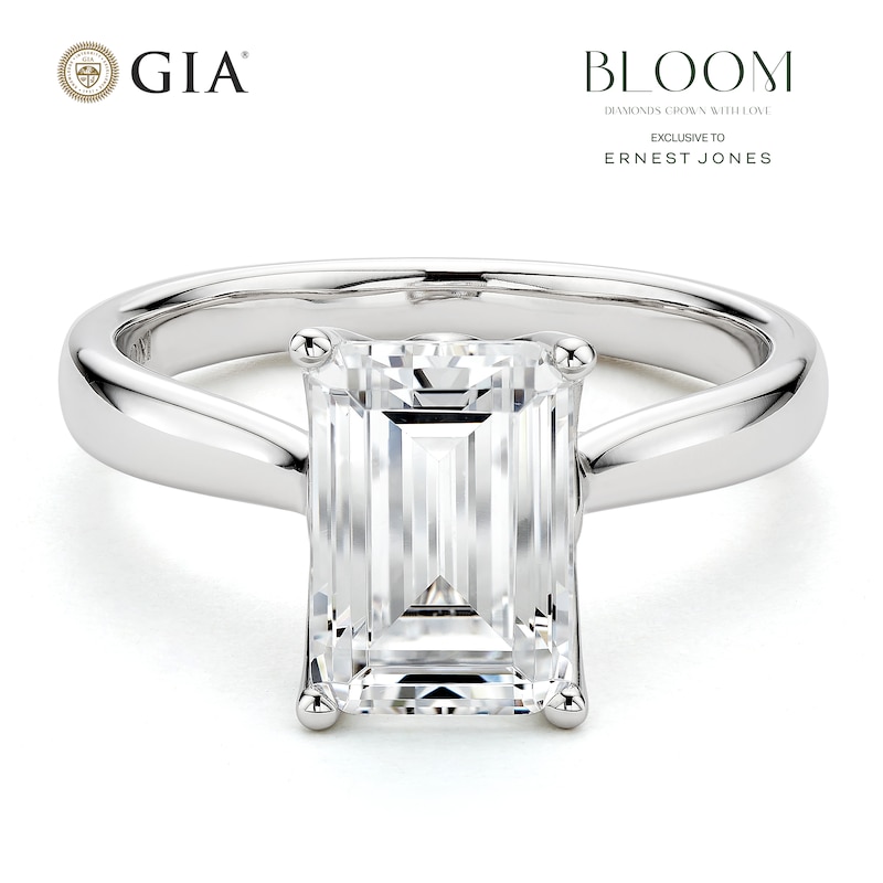 Main Image 1 of BLOOM 14ct White Gold 2.50ct Lab Grown Diamond Emerald Solitaire Ring