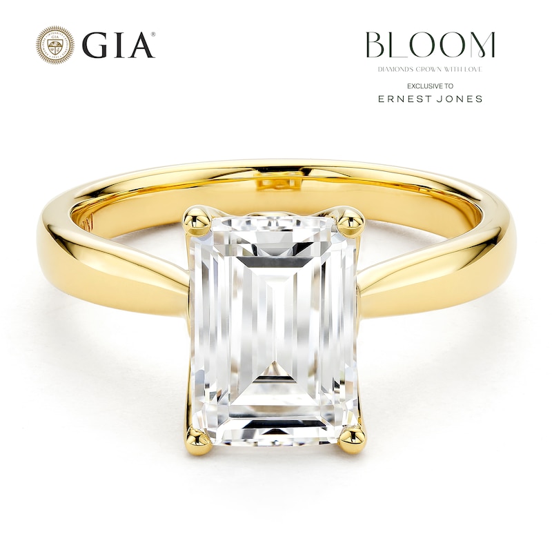 Main Image 1 of BLOOM 14ct Yellow Gold 2.50ct Lab Grown Diamond Emerald Solitaire Ring