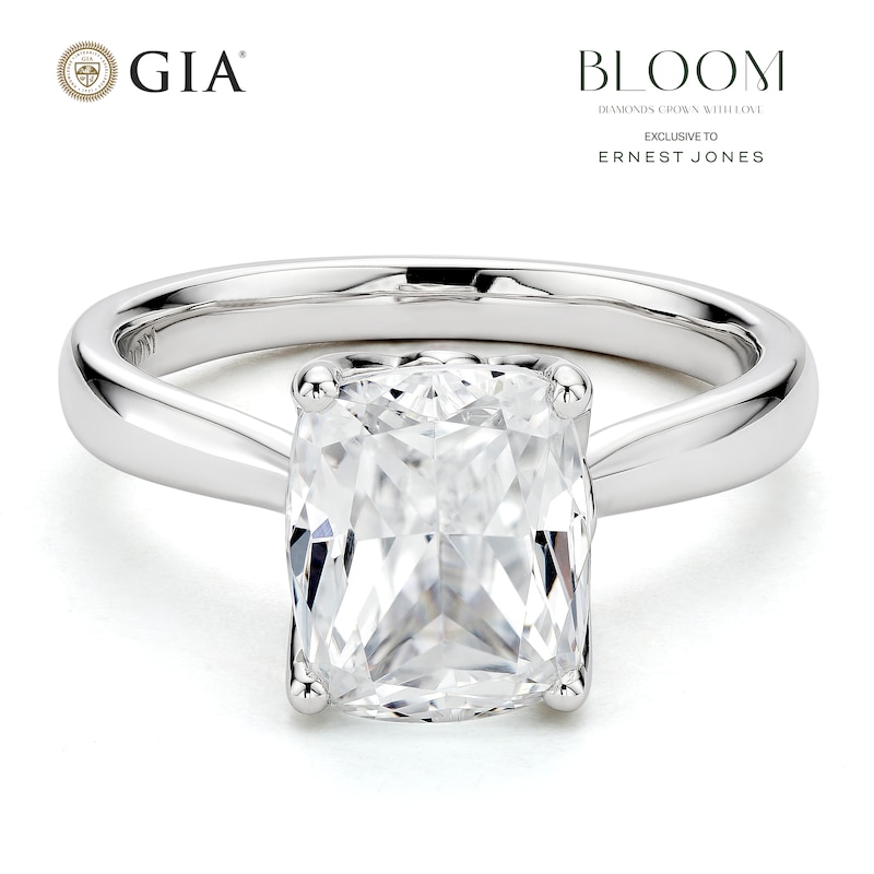 Main Image 1 of BLOOM 14ct White Gold 2.50ct Lab Grown Diamond Cushion Solitaire Ring