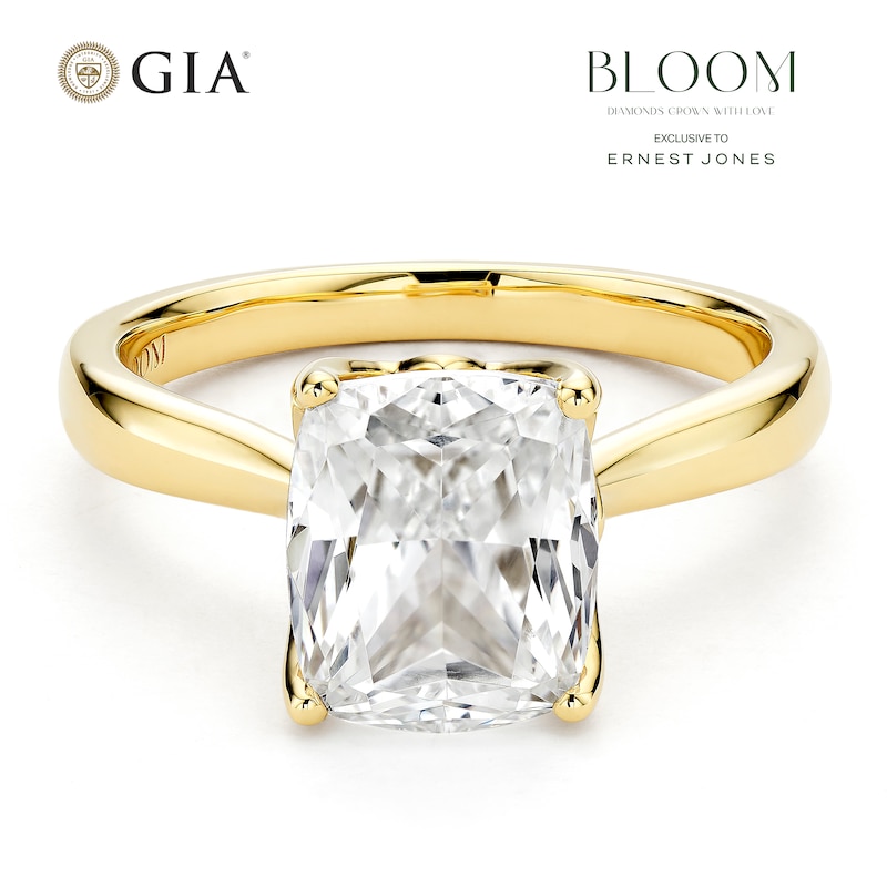 Main Image 1 of BLOOM 14ct Yellow Gold 2.50ct Lab Grown Diamond Cushion Solitaire Ring