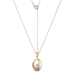 9ct Yellow Gold 16+2" Diamond Starburst Oval Locket