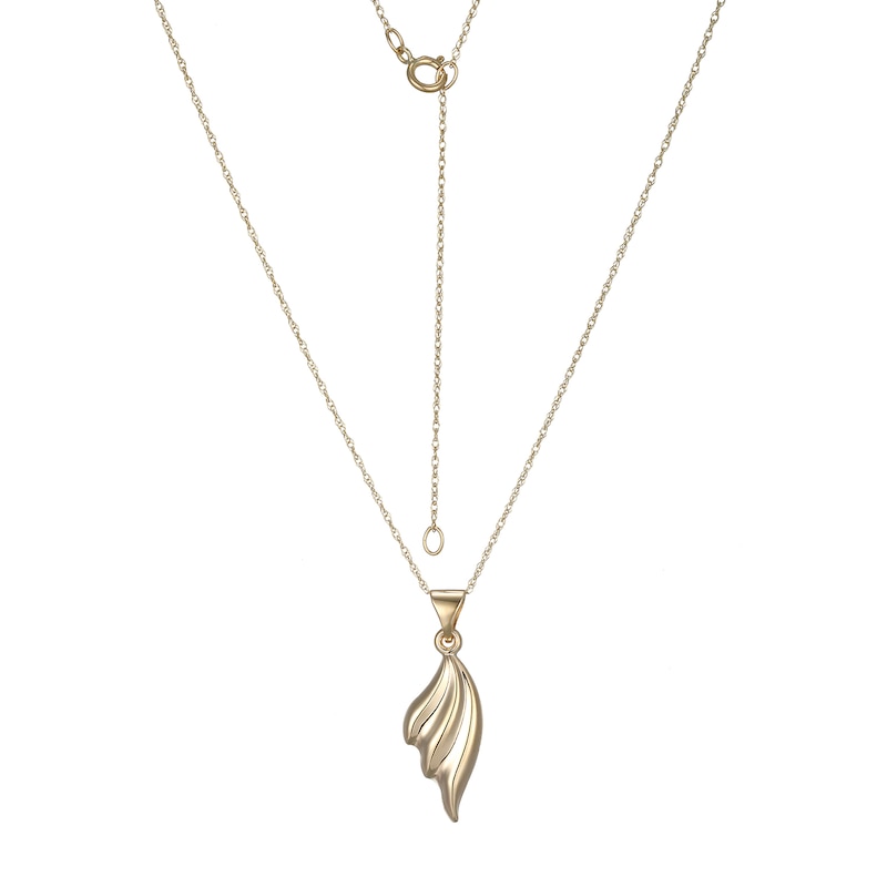 Main Image 1 of 9ct Yellow Gold 16+2" Leaf Shaped Pendant