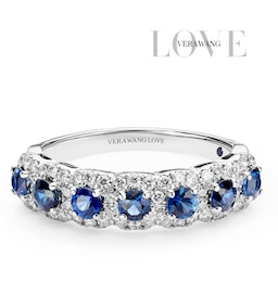 Vera Wang Platinum Sapphire Eternity Certificated 0.30ct Diamond Ring