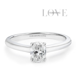 Engagement Ring Vera Wang Platinum Oval Shaped Solitaire Certificated  0.53ct Diamond&nbsp;Ring