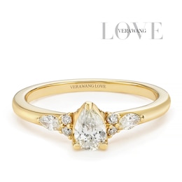 Engagement Ring Vera Wang 18ct Yellow Gold Pear Solitaire Certificated&nbsp;0.50ct Diamond Ring