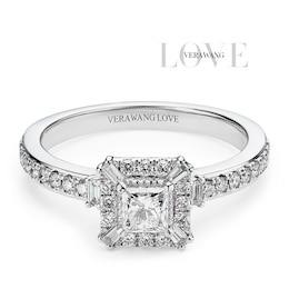 Engagement Ring Vera Wang Platinum Princess Halo Certificated&nbsp;0.60ct Diamond Ring