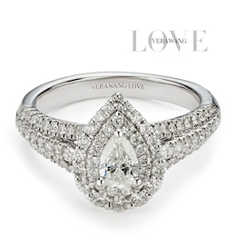 Engagement Ring Vera Wang Platinum Pear Double Halo Certificated&nbsp;0.80ct Diamond Ring