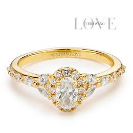 Engagement Ring Vera Wang 18ct Yellow Gold Oval Halo Certificated 0.70ct Diamond Ring
