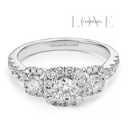 Engagement Ring Vera Wang Platinum Cushion Trilogy Certificated 1ct Diamond Ring