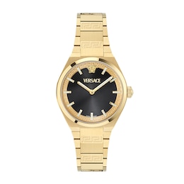 Versace V-Auria 35mm Black Sunray Dial & Gold Tone Bracelet Watch