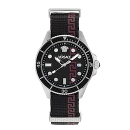 Versace Greca Force 42mm Black Dial & Black Nylon Strap  Watch
