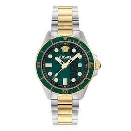 Versace Greca Force 42mm Green Dial & Two Tone Bracelet Watch