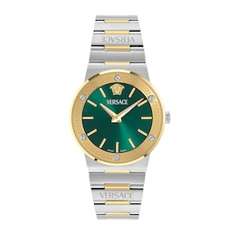 Versace Greca Logo Aereo 38mm Green Dial & Two Tone Bracelet Watch
