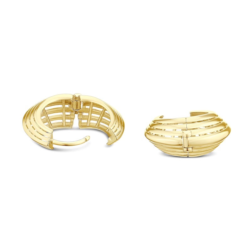 Main Image 2 of 9ct Yellow Gold Chunky Linear Basket Hoop Earrings