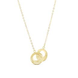 9ct Yellow Gold 14+2" Interlinking Circular Pendant