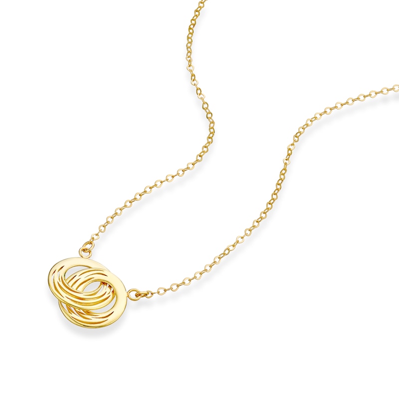 Main Image 2 of 9ct Yellow Gold 14+2" Interlinking Circular Pendant