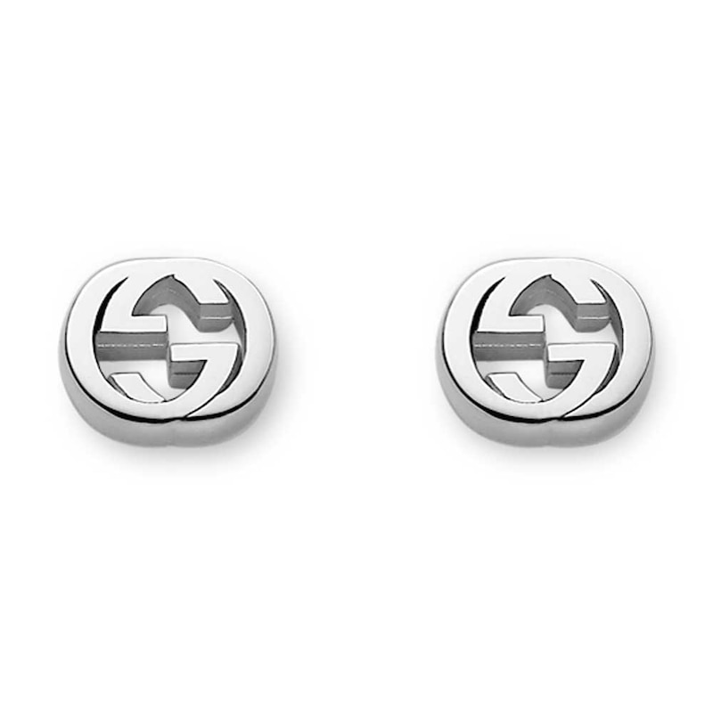 Gucci Interlocking Silver Motif Stud Earrings